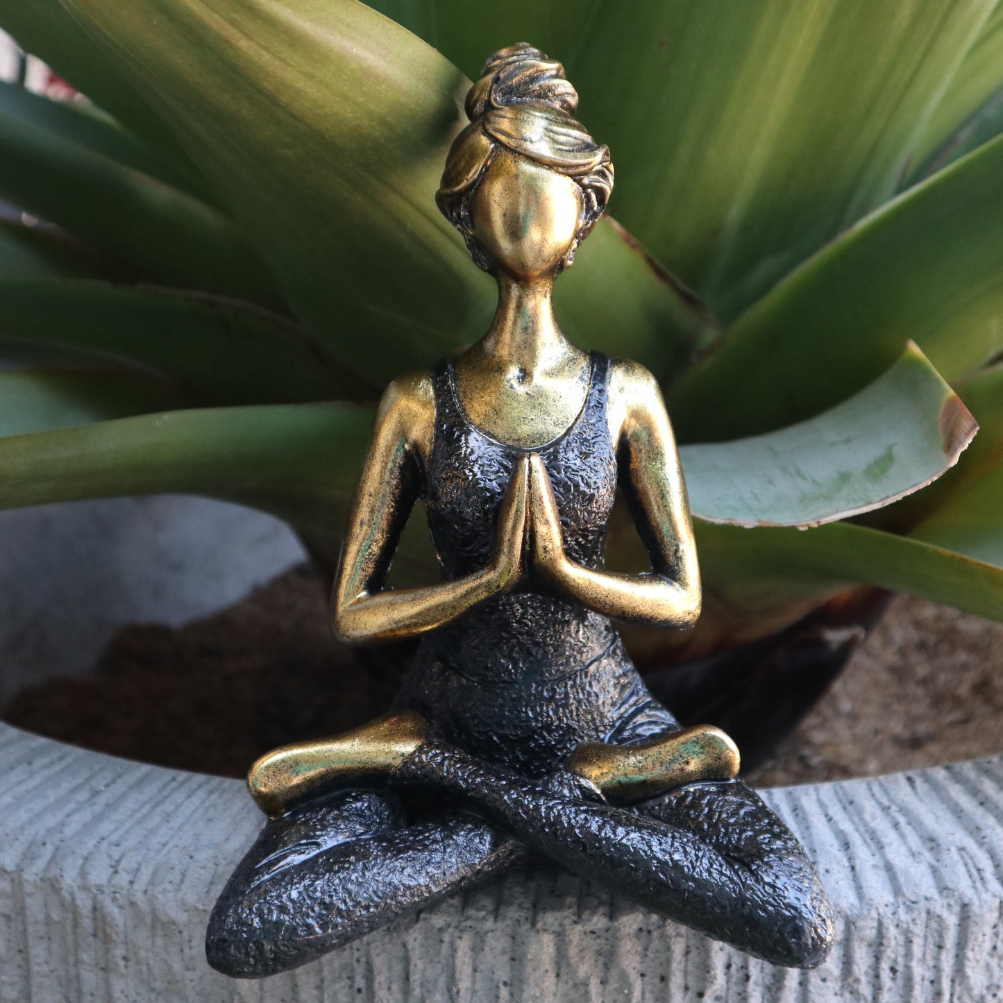Yoga Lady Figure - Bronze & Silver 24cm