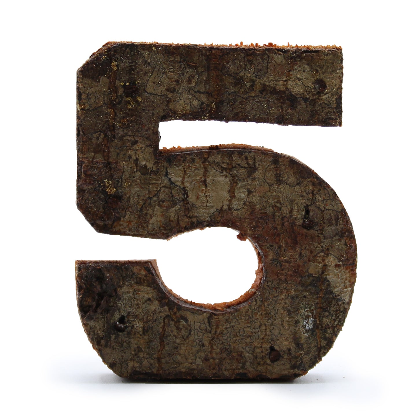 Rustic Bark Number - "5" - 7cm
