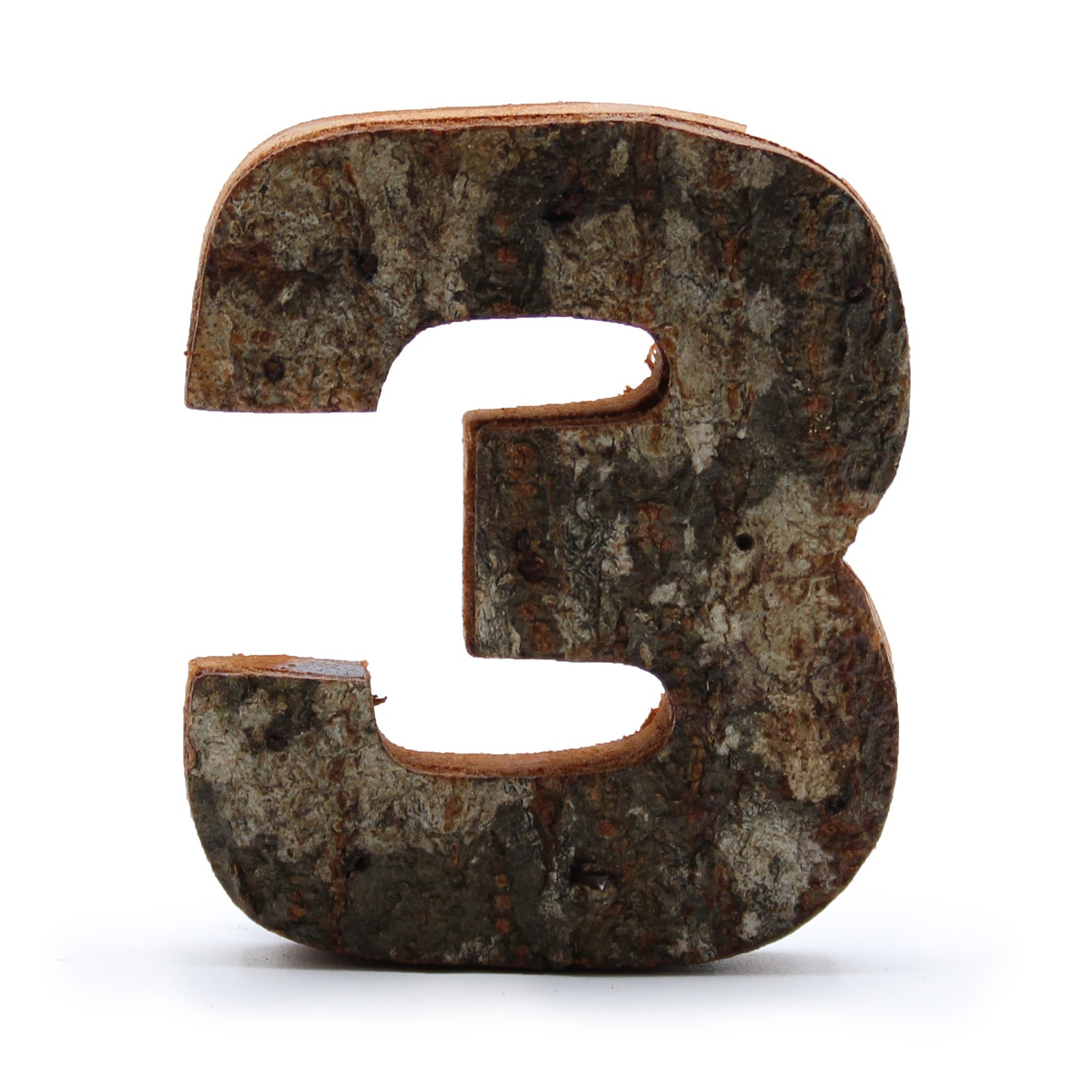 Rustic Bark Number - "3" - 7cm