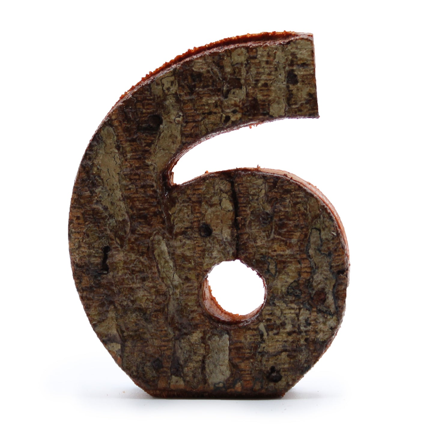 Rustic Bark Number - "6" - 7cm