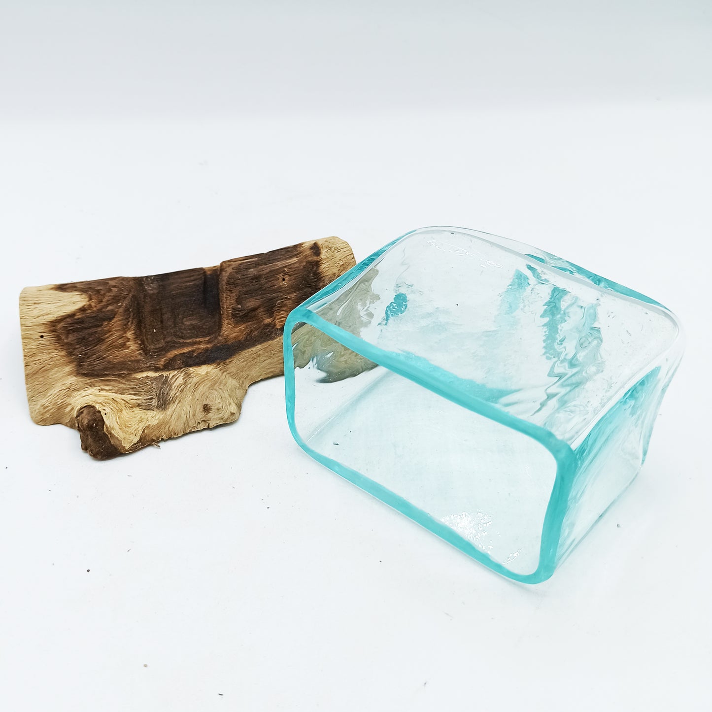 Molten Glass Tank on Wood with Stand - Small Bowl