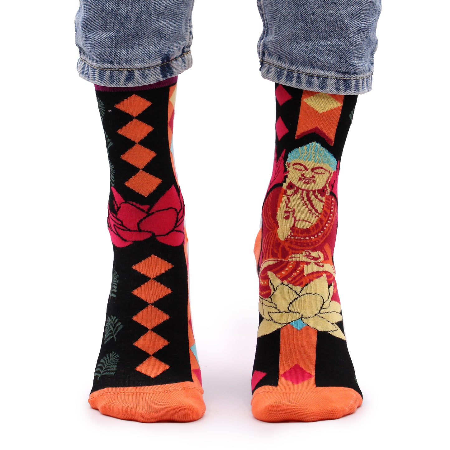 Bamboo Socks (36-40) - Pink Buddha & Lotus