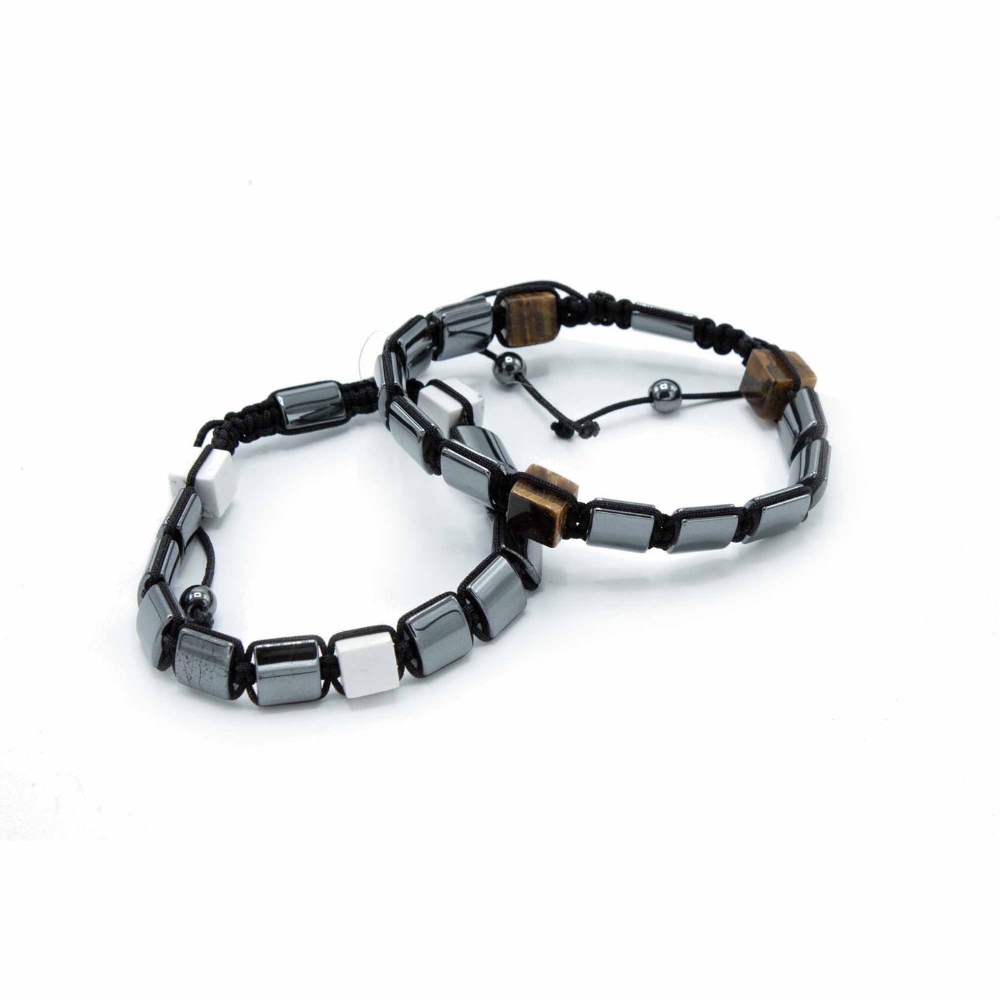 Magnetic Hematite Shamballa Bracelet - Tiger Eye Cuboids