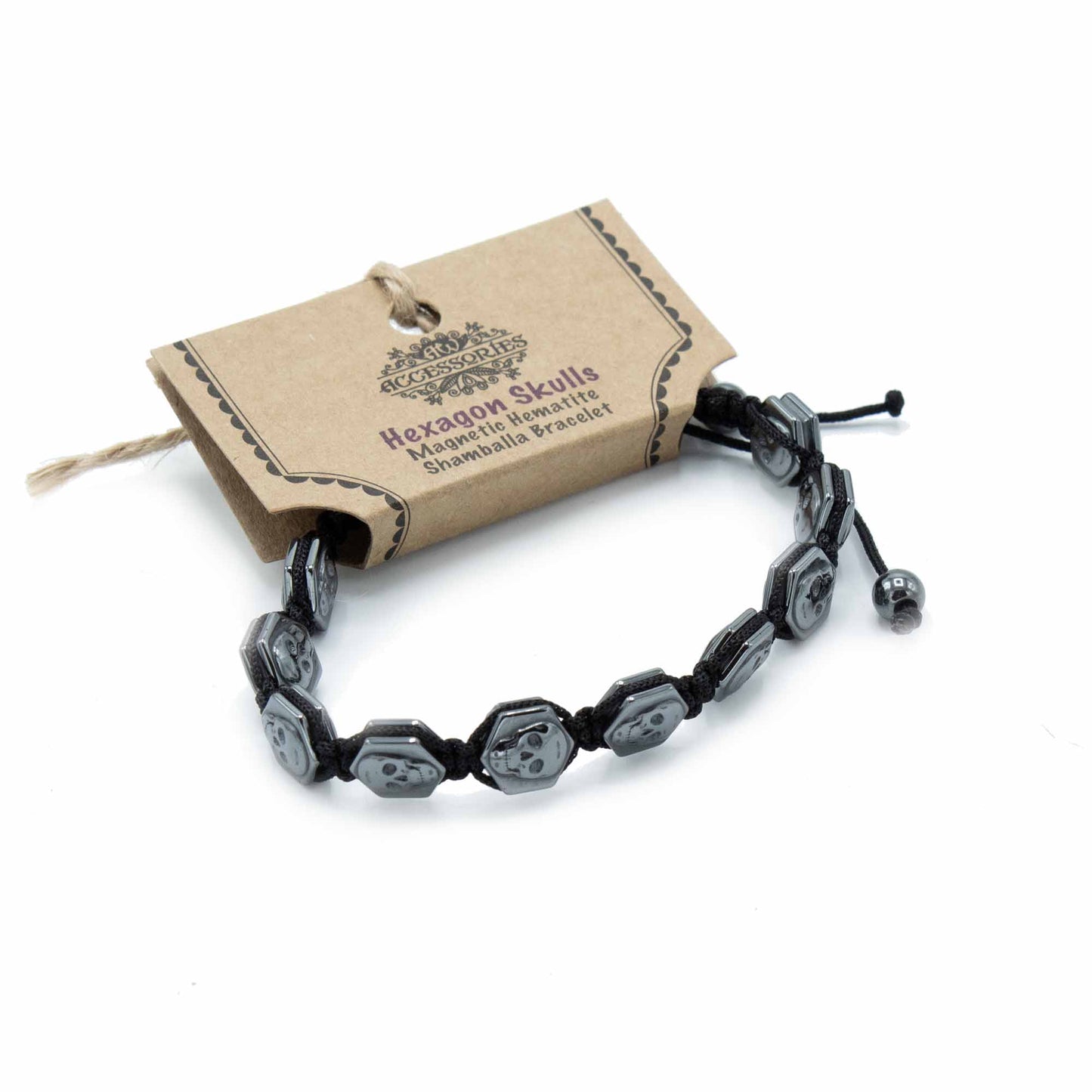 Magnetic Hematite Shamballa Bracelet - Hexagon Skulls