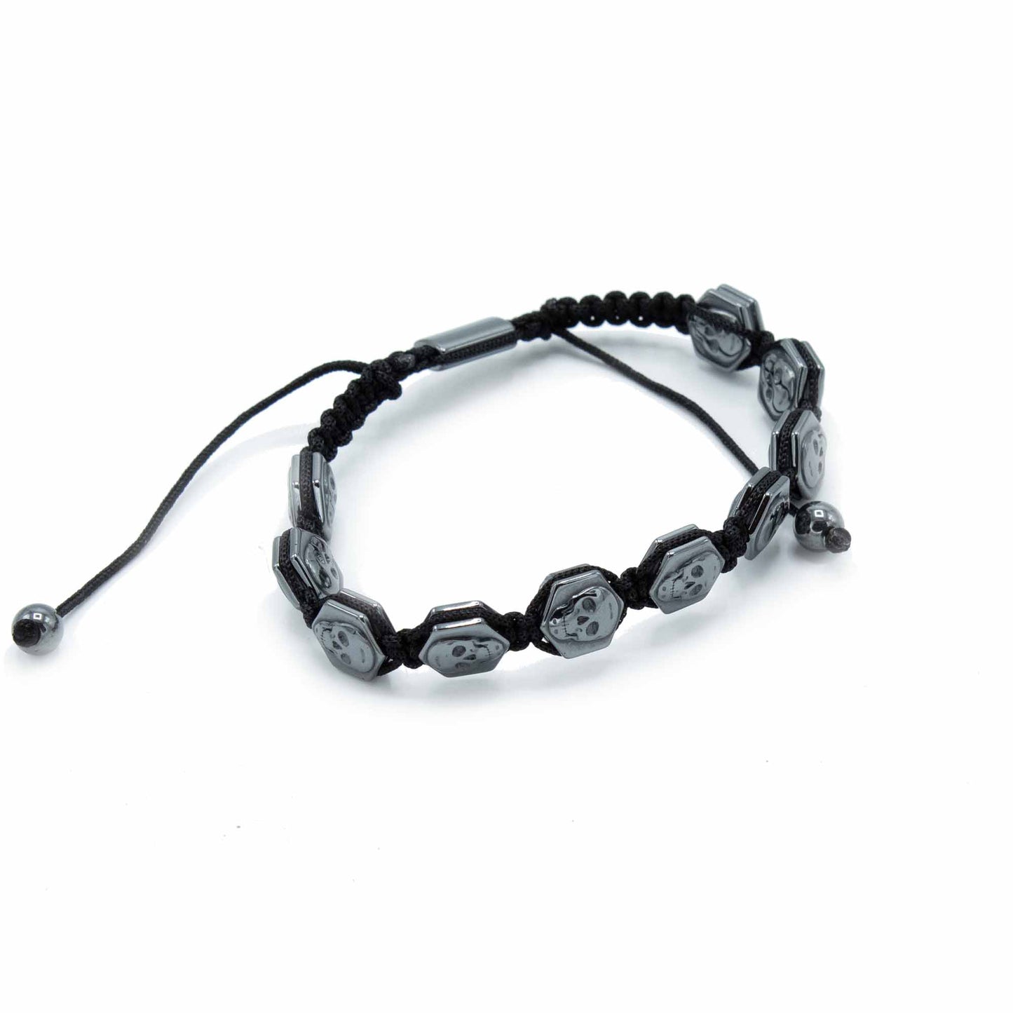 Magnetic Hematite Shamballa Bracelet - Hexagon Skulls