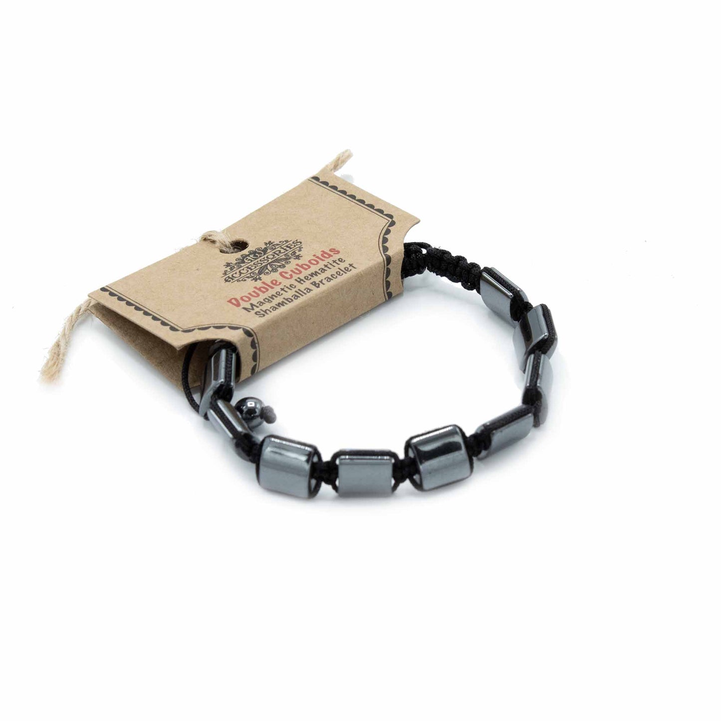 Magnetic Hematite Shamballa Bracelet - Double Cuboids