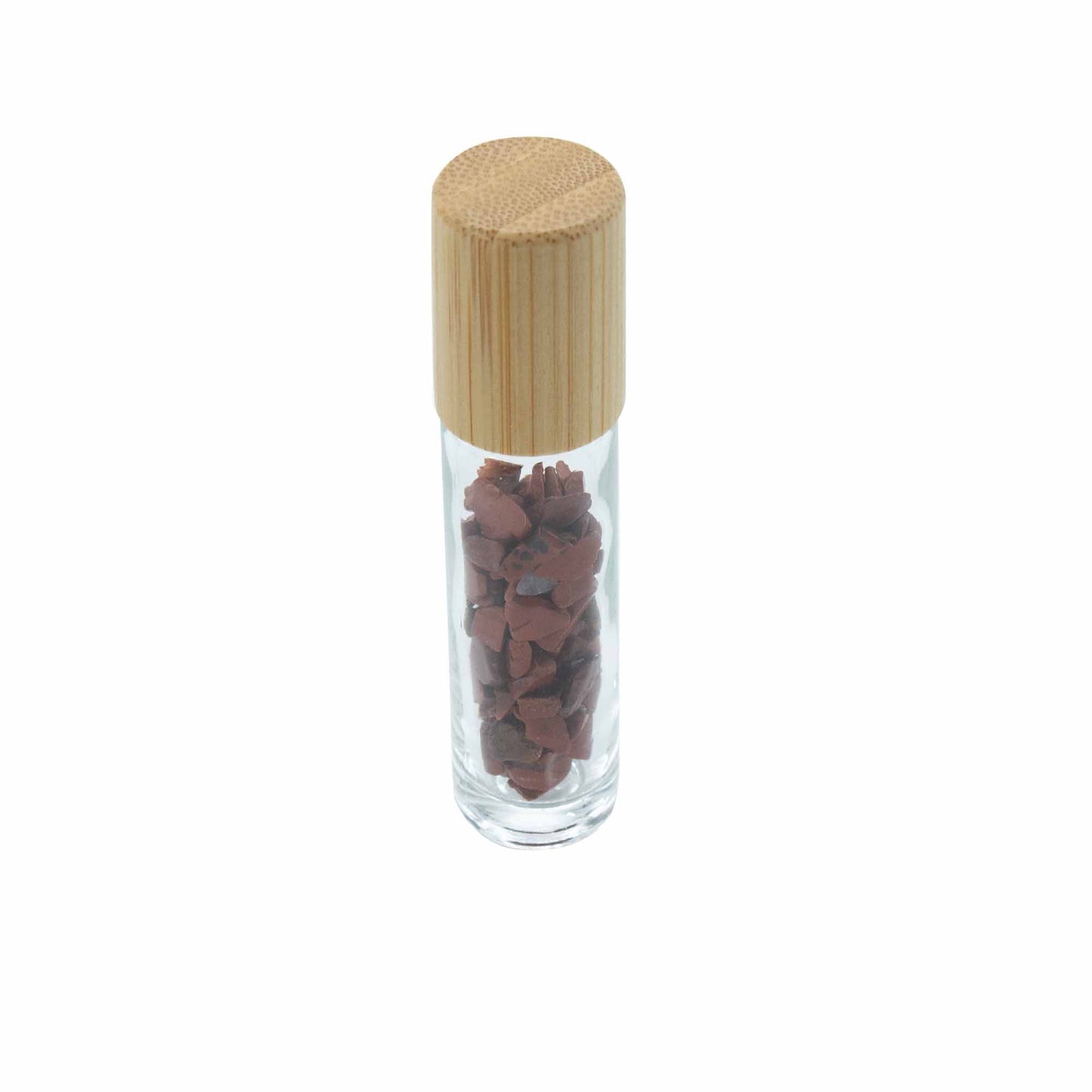 Gemstone Essential Oil Roller Bottle - Red Jasper - Wooden Cap