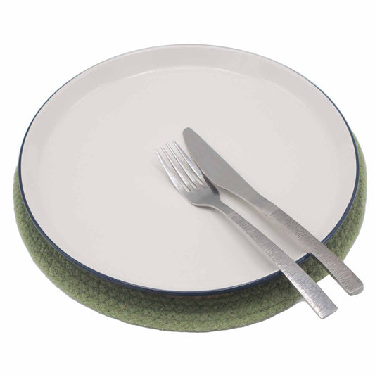 Natural Place Mat - Jute & Cotton 30cm - Olive Boarder