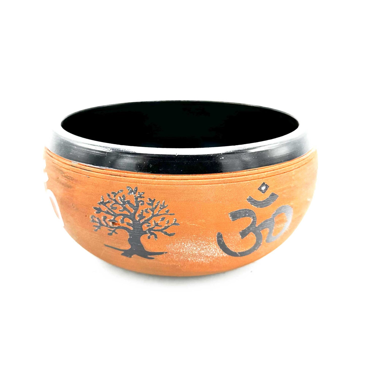 Earth Powder Singing Bowl - Clay Om Buddha - 16cm
