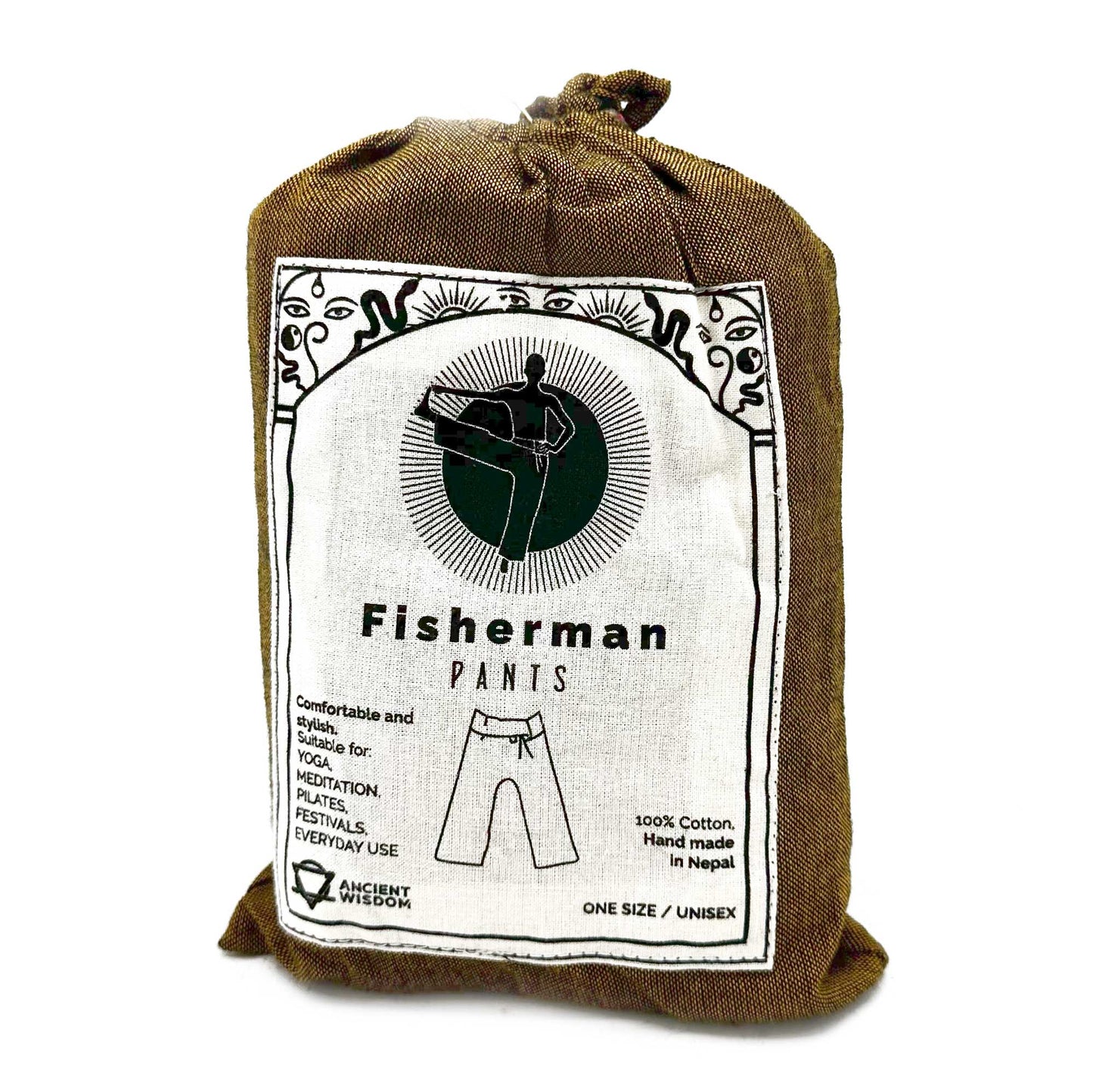 Yoga and Festival Pants - Thai Fisherman Mandala Mantra on Orange