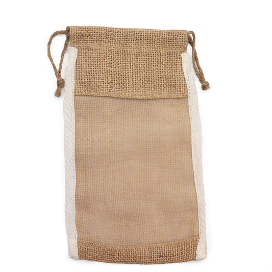 Lrg Washed Jute Pouch - 26x15cm