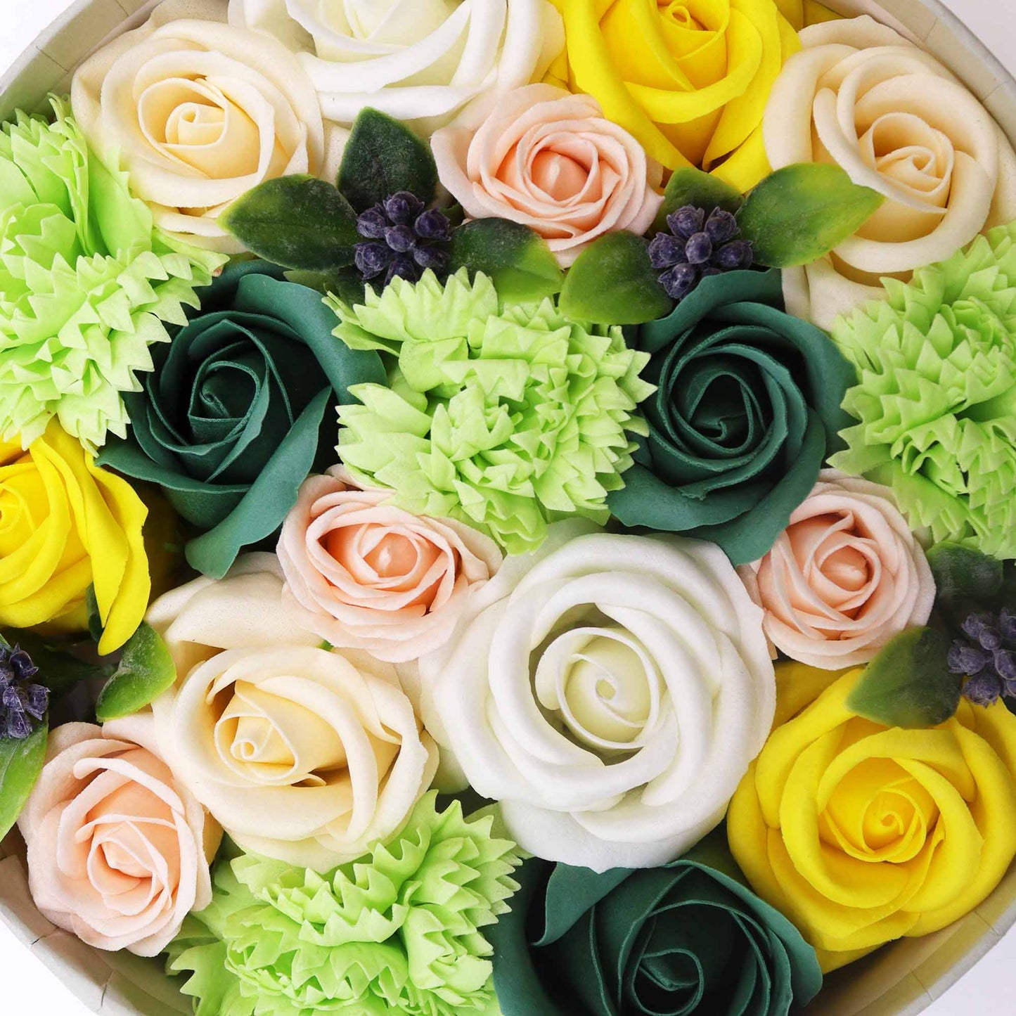 Round Soap Arrangement Box - Spring Celibrations - Yellow & Greens