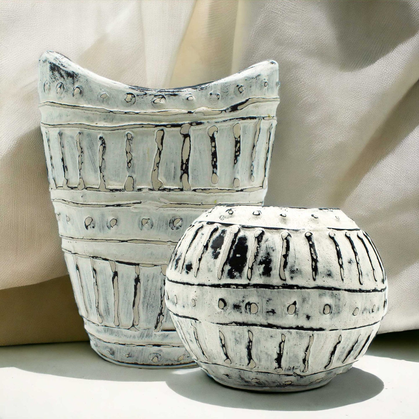 Greek Bubble Clay Plant Pot - Cream 10cm