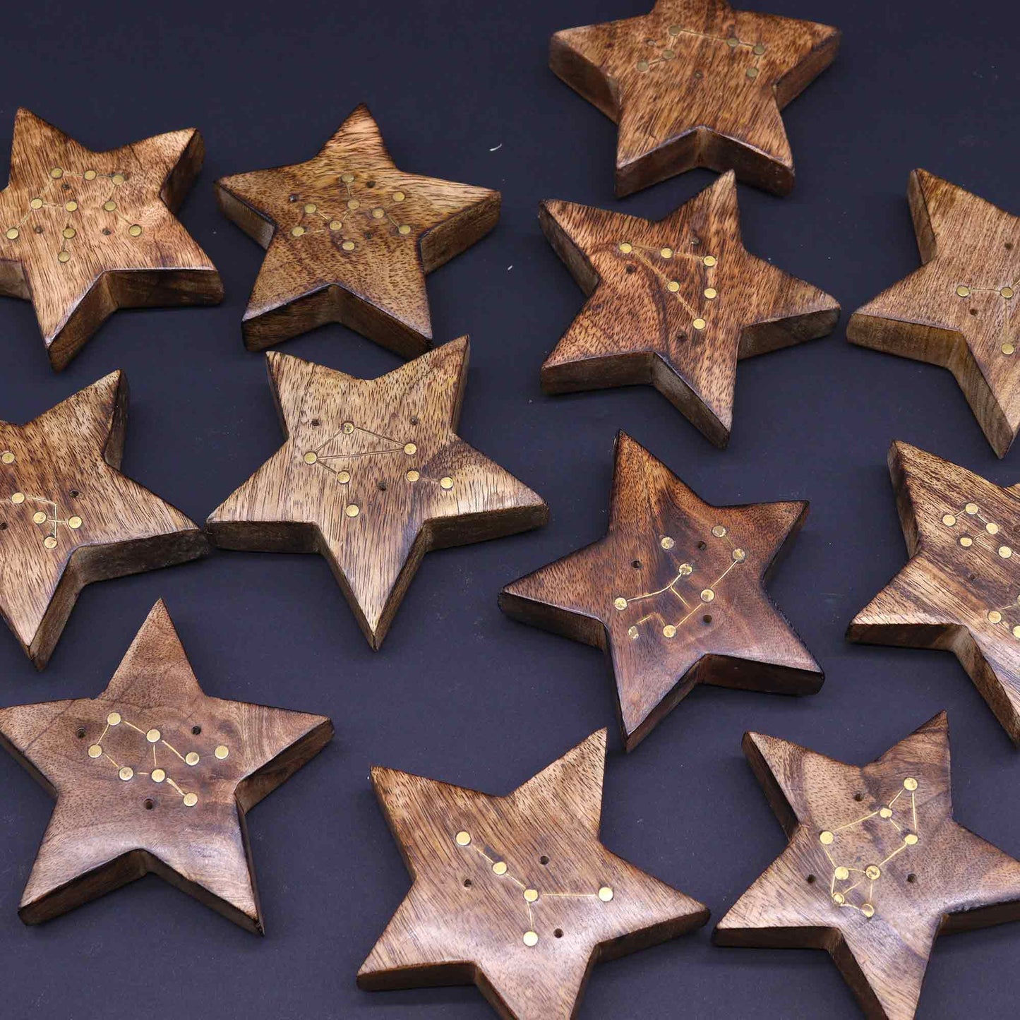 12 Pack Engraved and Brass Zodiac Sign Incense Burners - Star