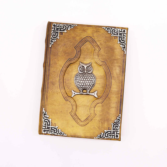 Heafty Coffee Tan Book - Zinc Owl Decor - 200 Deckle Edges Pages