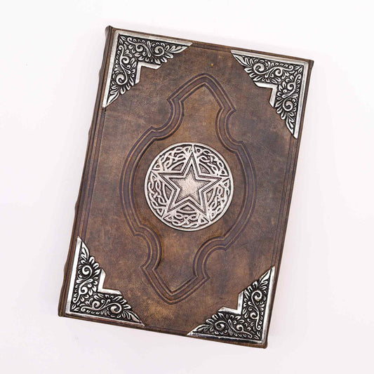 Heafty Brown Tan Book - Zinc Pentagon Decor - 200 Deckle Edges Pages