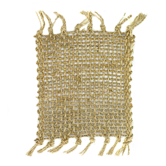 Set of 4 Seagrass Fringe Natural Coaster - Natural