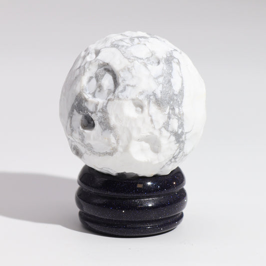 White Howlite Planet on a Sola Goldstone Stand - 40mm (30x15mm stand)