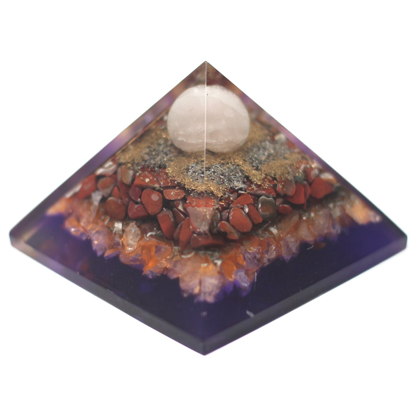 Lrg Organite Pyramid 70mm - Peacock(earth base)