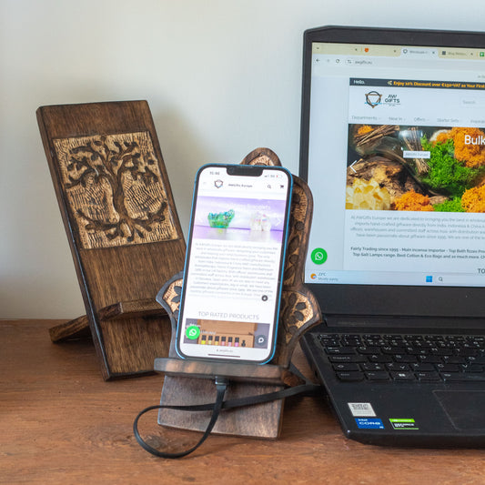 Wooden Carved Phone Stands - Hamsa 20x9.5cm