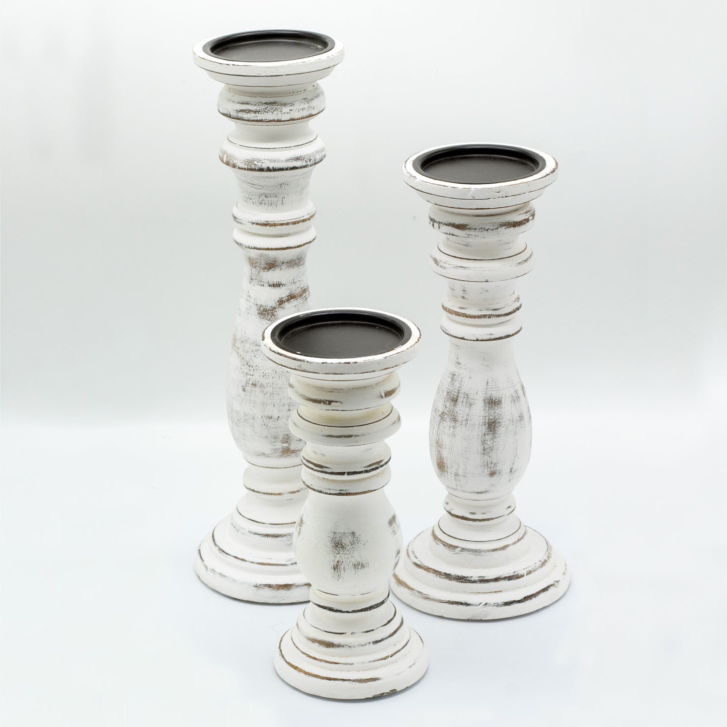 Classic Candle Stand - Whitewash - 30x10cm - Medium