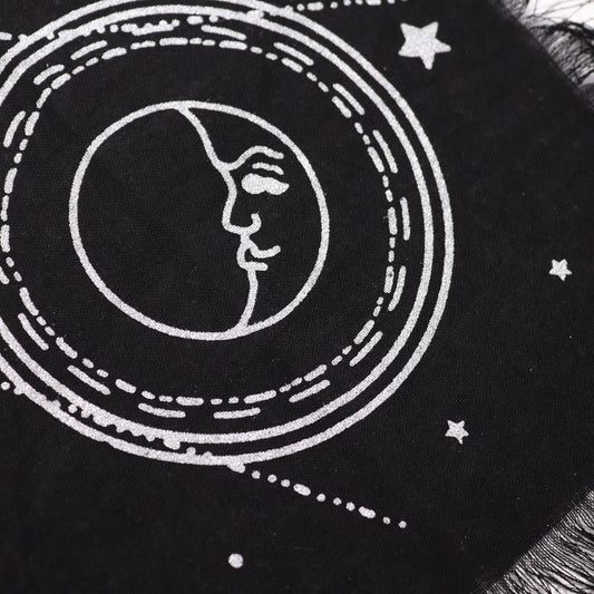 Esoteric Fringed Altar Cloth - Moon & Sun Chart