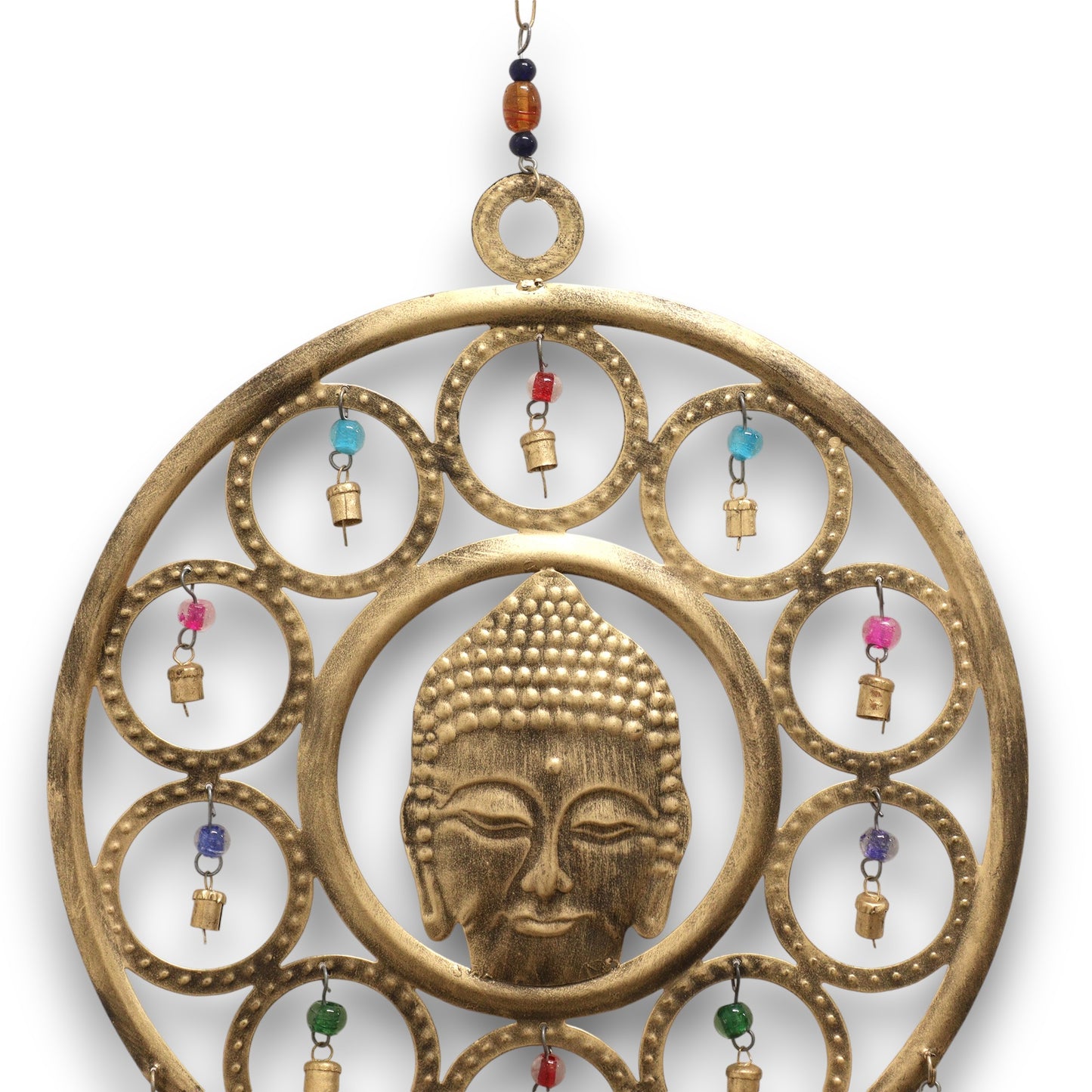 Indian Chimes - Lrg Buddha Face 15 Bell Chimes - 36cm