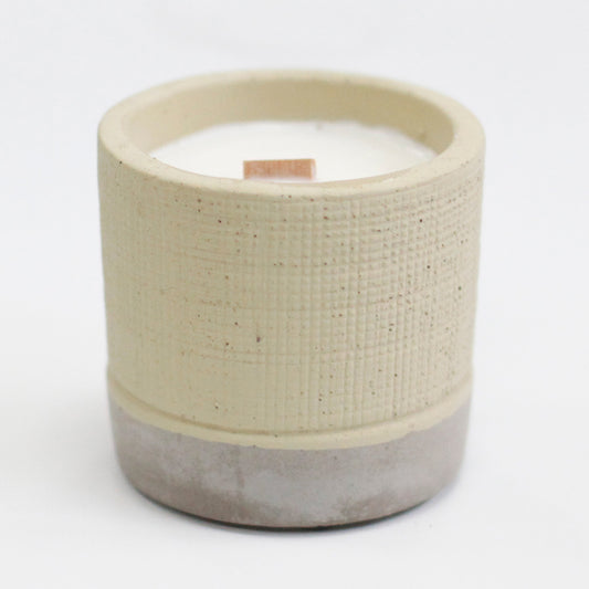 Pot Concrete Soy Woodwick Candle - Grey - Coffee in the Club
