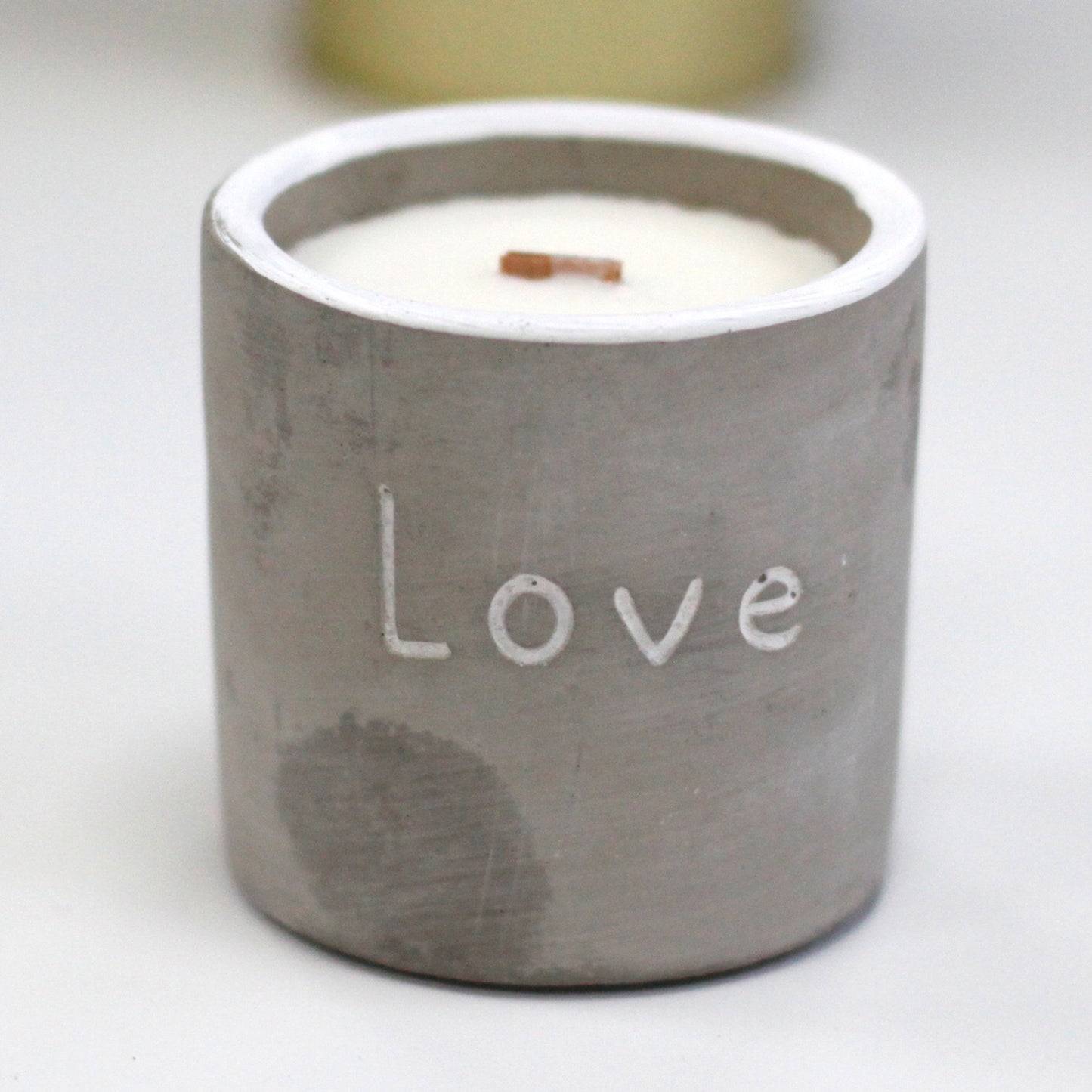Medium Concrete Soy Woodwick Candle - Love - Purple Fig & Casis