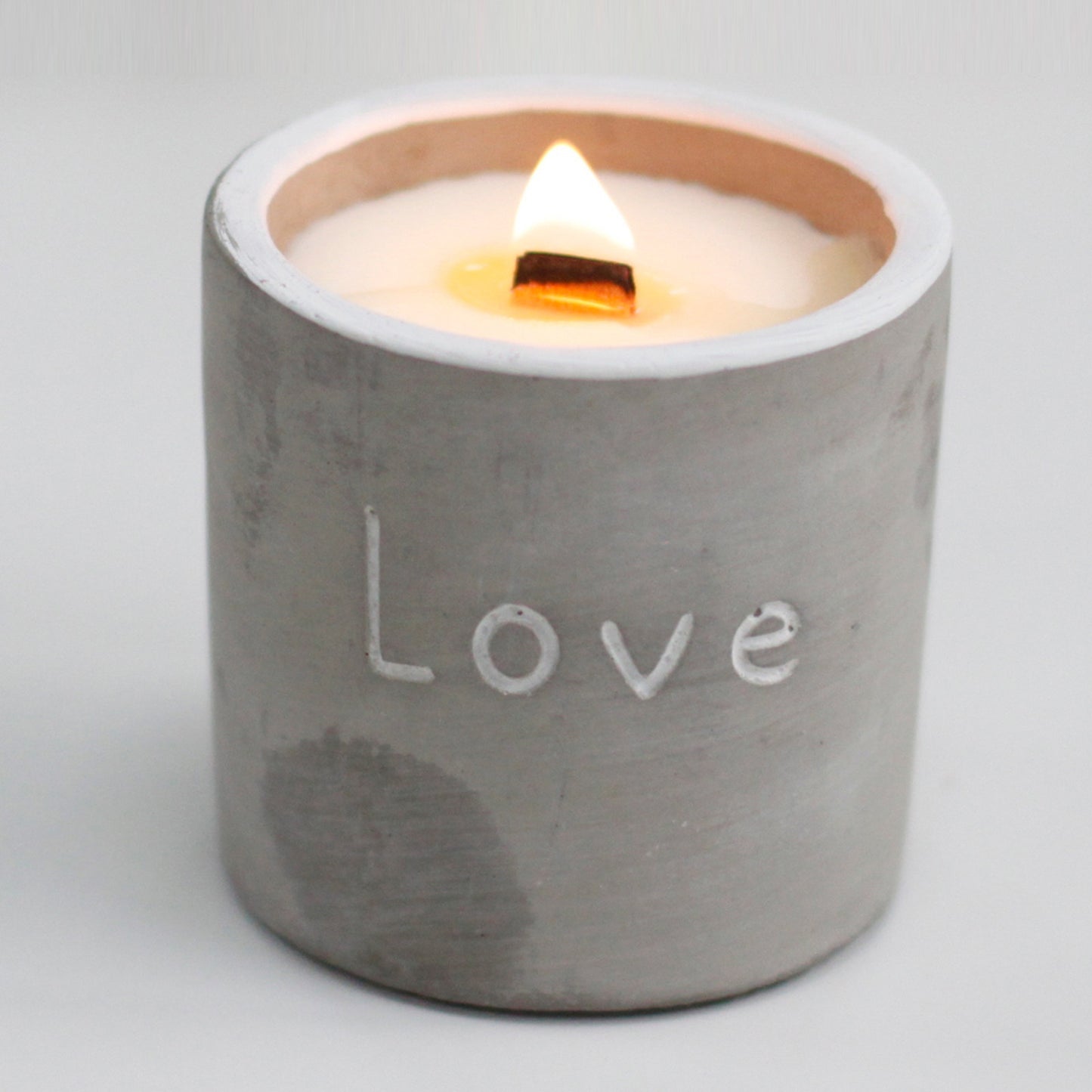 Medium Concrete Soy Woodwick Candle - Love - Purple Fig & Casis