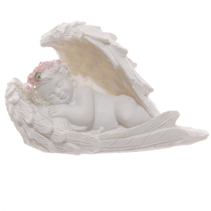 Cherub Sleeping in Wings with Rose Design
