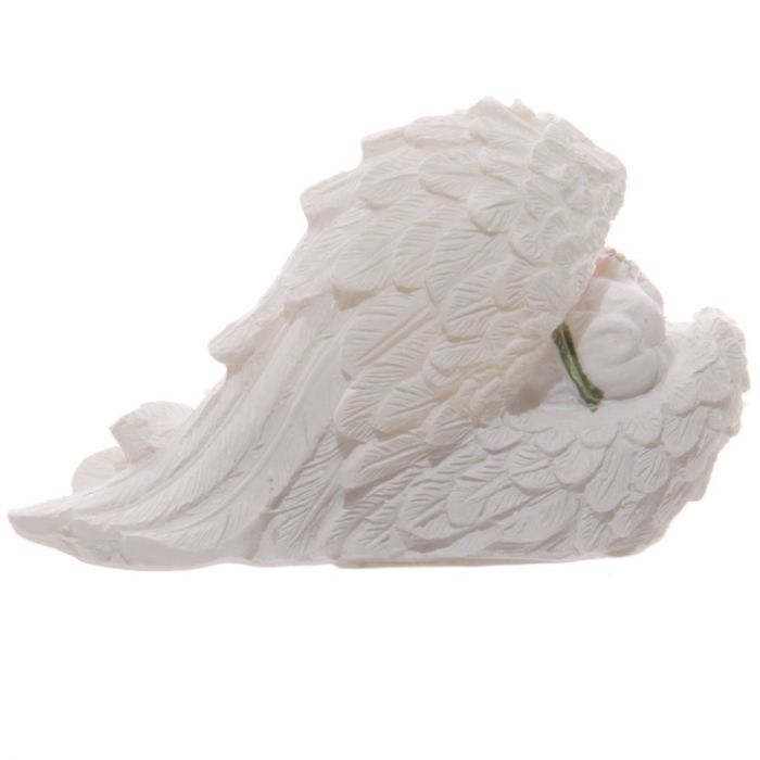 Cherub Sleeping in Wings with Rose Design