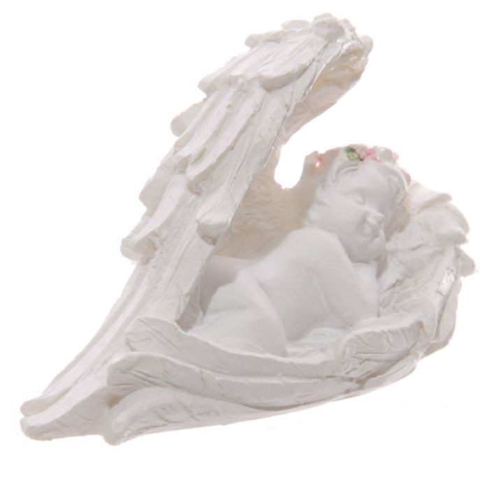 Cherub Sleeping in Wings with Rose Design
