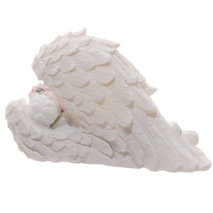 Cherub Sleeping in Wings with Rose Design