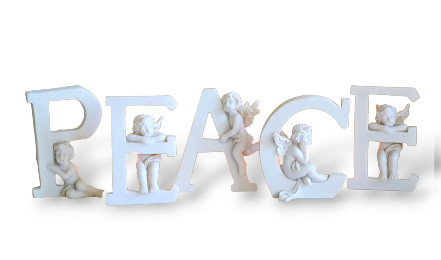 Peace Lettering with Cherubs