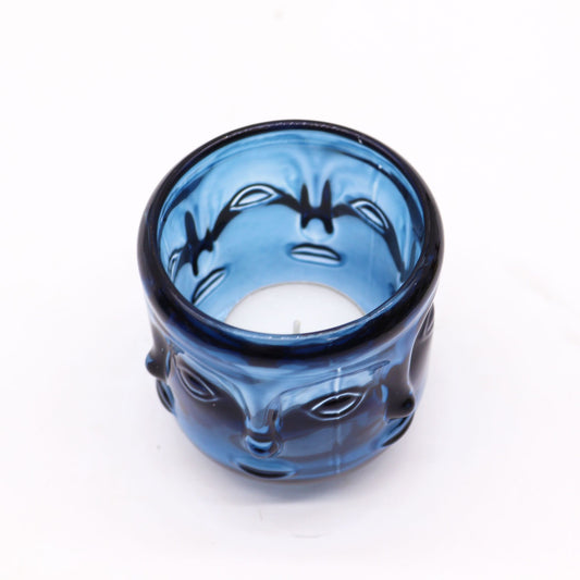 Set of 2 Buddha Faces Candle Jar - Royal Blue