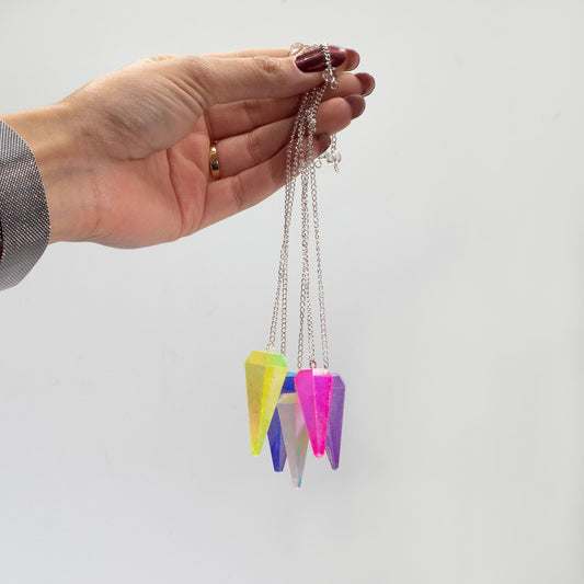 Aurora Crystal Six Sided Pendulum - Pale Green - 4cm