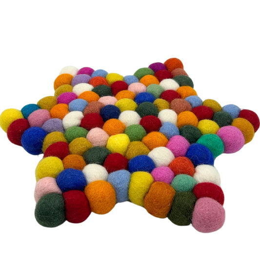 Felt Ball Star Centre Mat -  Multi Colour