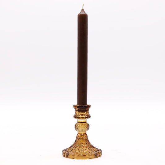 Set of 2 Vintage Dinner Candle Holder -  Antique Amber