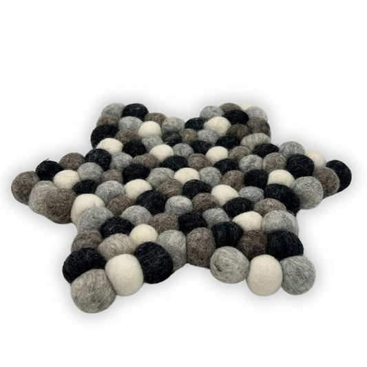 Felt Ball Star Centre Mat -  Multi Grey Colour