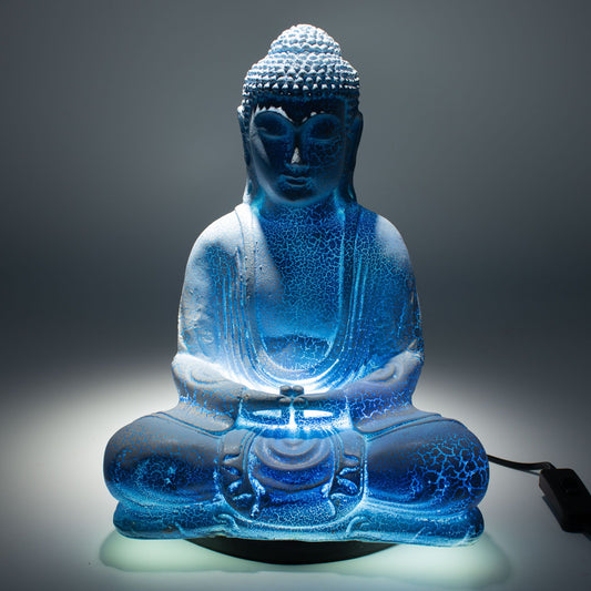 Meditation Buddha Lamp Sky Blue - Oval Stand