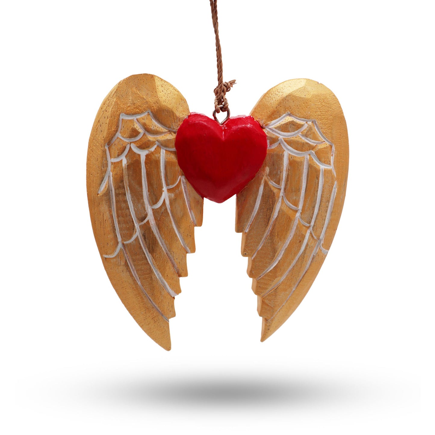 Gold Christmas Angel Wing & Heart - white detail