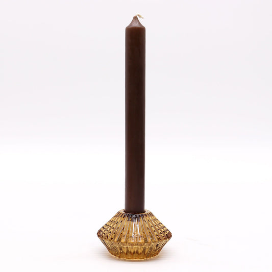 Set of 2  Flower Flip Dinner Candle / Tealight Holder -  Antique Amber