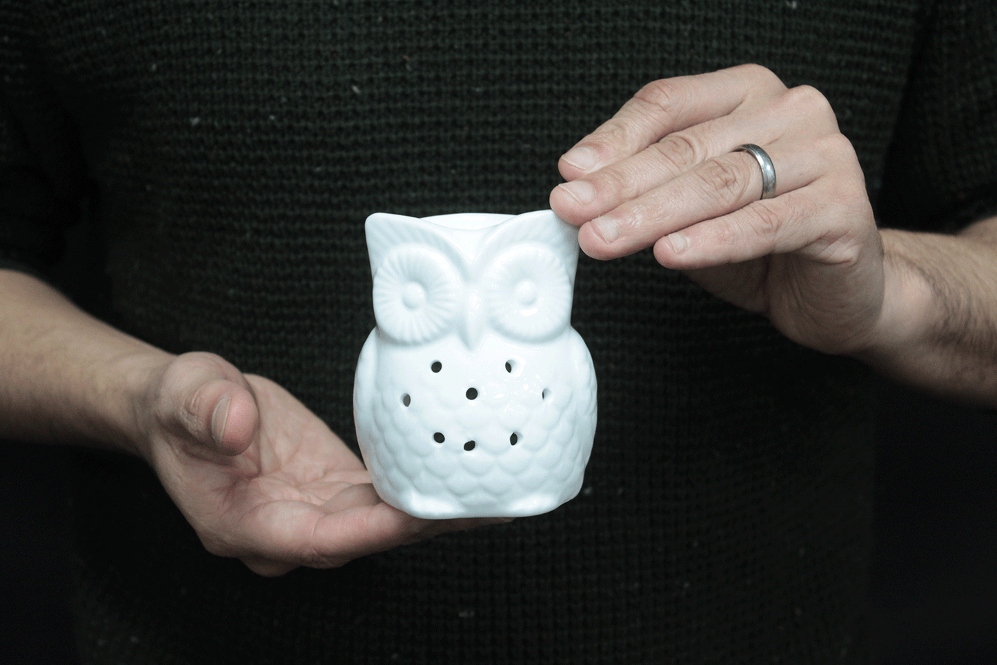 Classic White Oil Burner - Tall Owl