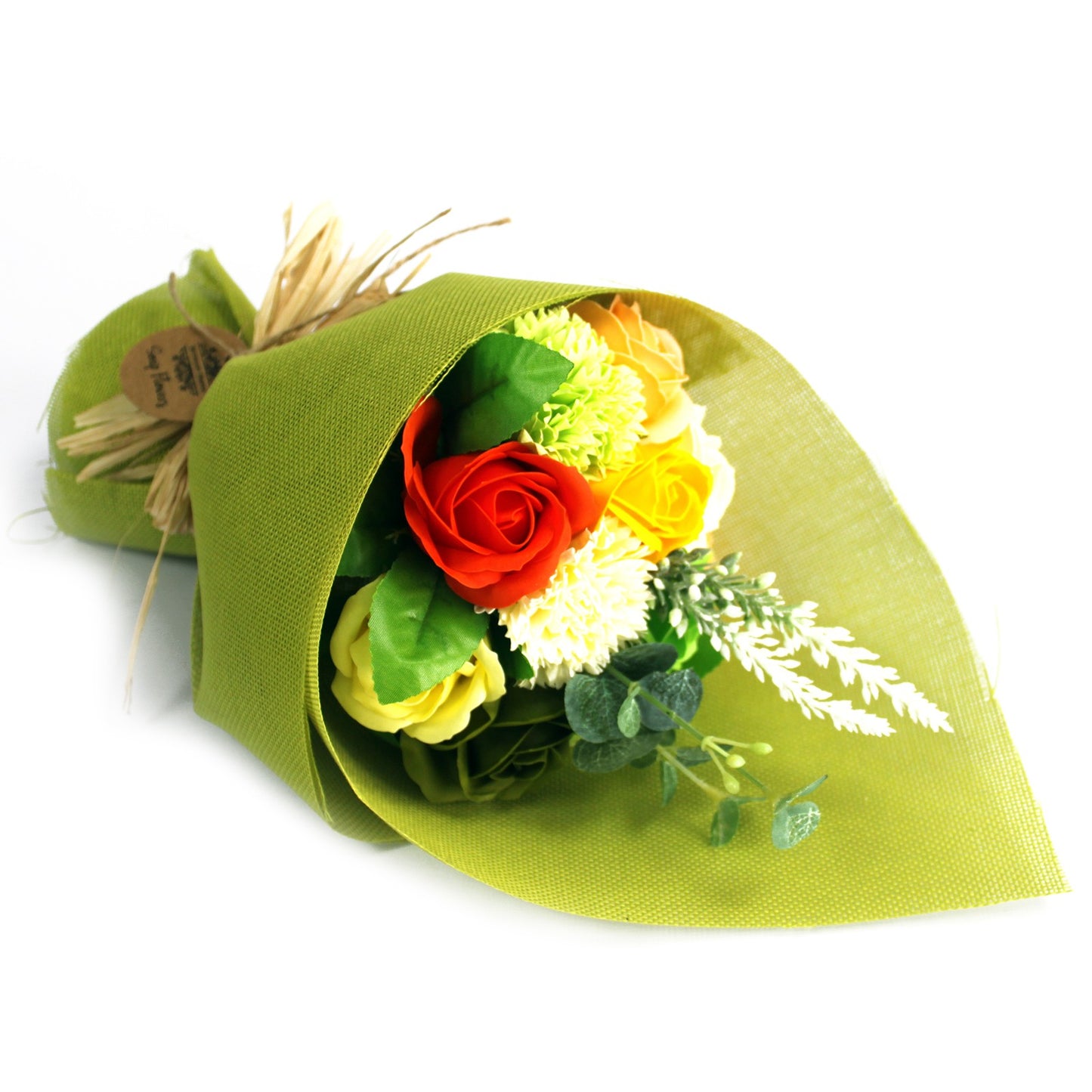 Standing Soap Flower Bouquet - Green Yellow