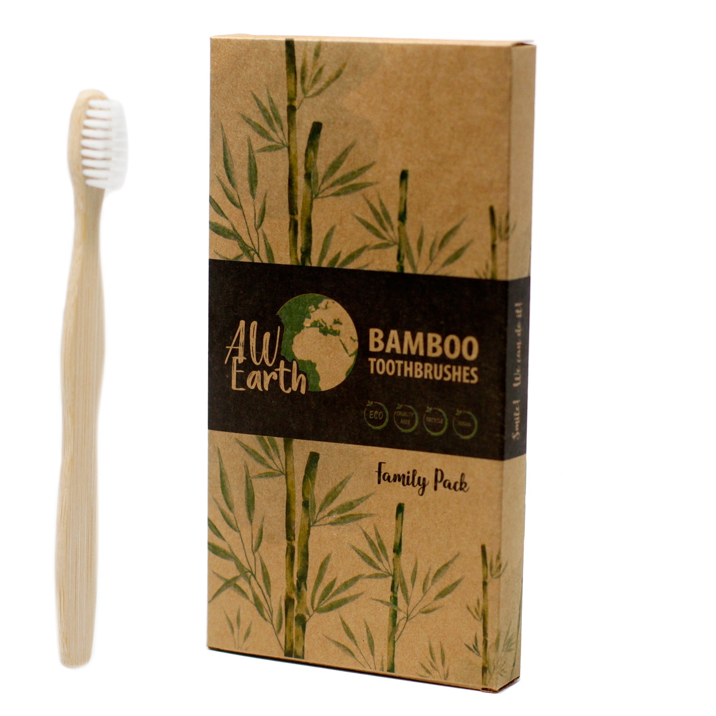 Family Pack Bamboo Toothbrush (2xAdult and 2xChildren)