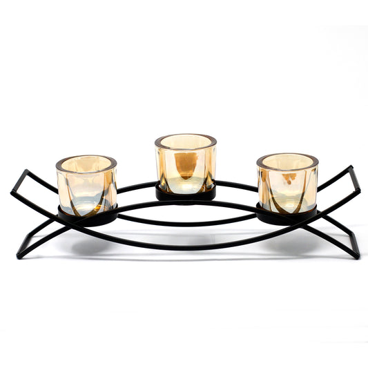 Centrepiece Iron Votive Candle Holder - 3 Cup Silluethe