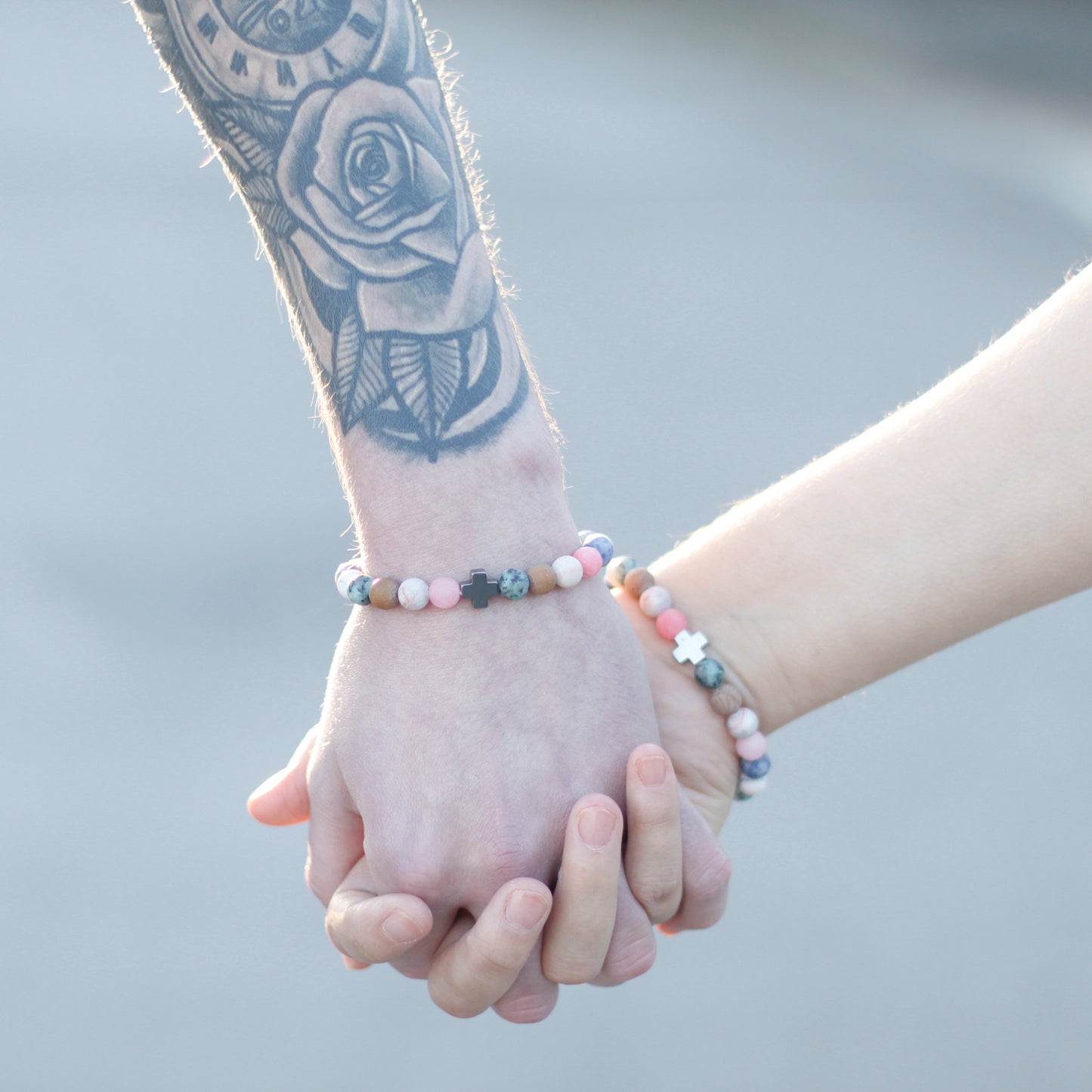 Set of 2 Gemstones Friendship Bracelets - Peace - Picasso Jasper & White Howlite