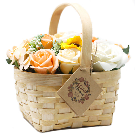 Large Orange Soap Bouquet in Wicker Basket