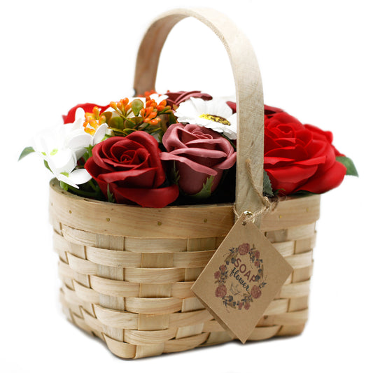 Large Red Soap Bouquet in Wicker Basket